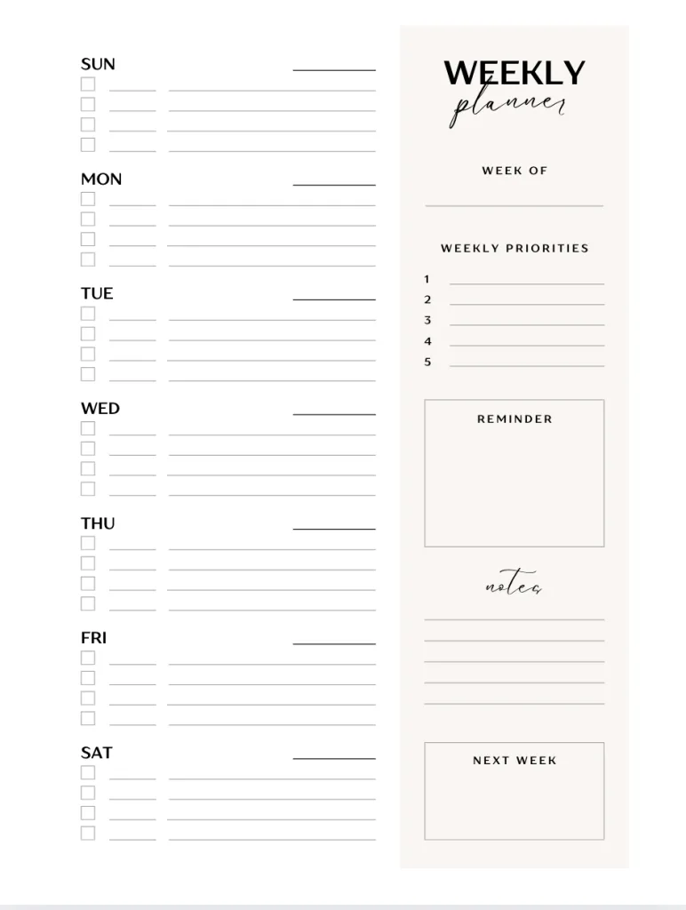 Extras 2025 Weekly Calendars - Ohlade
